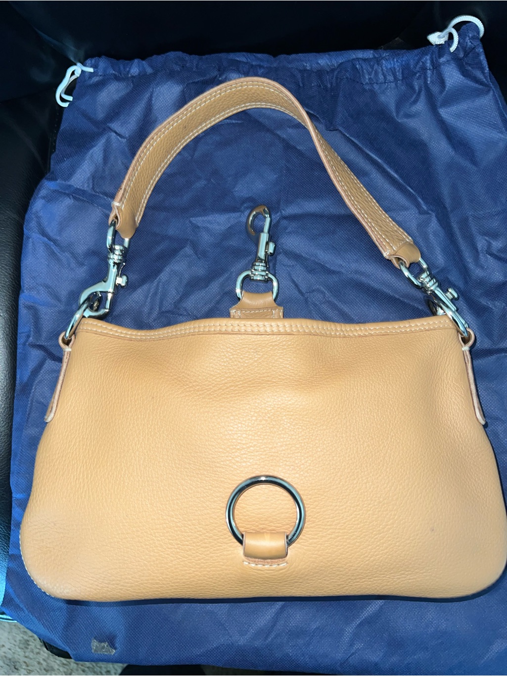 Miu Miu Y2k 2002-2005 Vintage Pebbled Leather O-Ring Convertible Demi-Hobo.